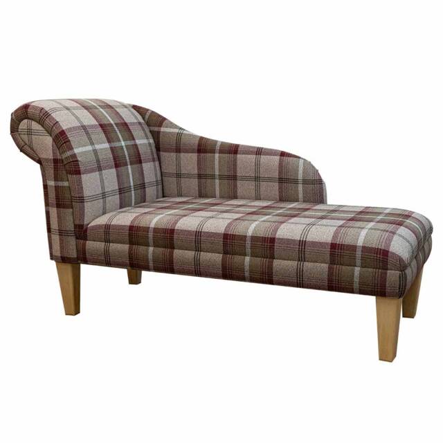 Handmade Luxury Brown Tartan Chaise Longue - image 1