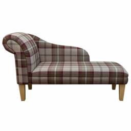 Handmade Luxury Brown Tartan Chaise Longue - thumbnail 2