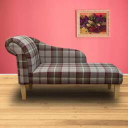 Handmade Luxury Brown Tartan Chaise Longue - thumbnail 3