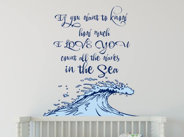 Quote Nursery Wall Decal - Watercolor Waves in The Sea Decor Nautical Art Sticker R50 - image 1