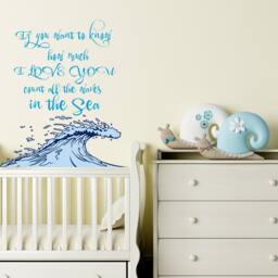 Quote Nursery Wall Decal - Watercolor Waves in The Sea Decor Nautical Art Sticker R50 - thumbnail 3