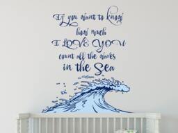 Quote Nursery Wall Decal - Watercolor Waves in The Sea Decor Nautical Art Sticker R50 - thumbnail 1