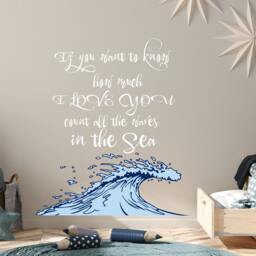 Quote Nursery Wall Decal - Watercolor Waves in The Sea Decor Nautical Art Sticker R50 - thumbnail 2