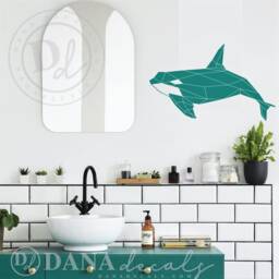 Geometric Orca Whale Wall Decal, Modern Vinyl Sea Animal Art - thumbnail 3