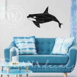 Geometric Orca Whale Wall Decal, Modern Vinyl Sea Animal Art - thumbnail 1