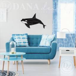 Geometric Orca Whale Wall Decal, Modern Vinyl Sea Animal Art - thumbnail 2