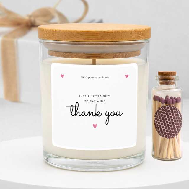 Thank You Personalised Candle Hand Poured Soy Wax, Vegan Eco-Friendly Home Fragrance - image 1