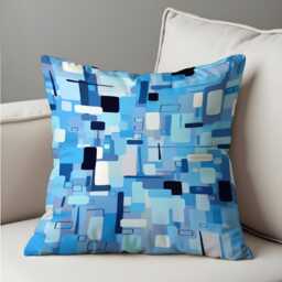 Blue Abstract Geometric Throw Pillow Cover, Modern Pattern Cushion Case For Sofa Or Bed, Cool Artistic Accent Contemporary Home Decor - thumbnail 4