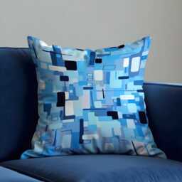 Blue Abstract Geometric Throw Pillow Cover, Modern Pattern Cushion Case For Sofa Or Bed, Cool Artistic Accent Contemporary Home Decor - thumbnail 1