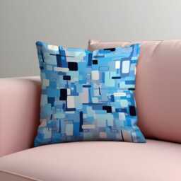 Blue Abstract Geometric Throw Pillow Cover, Modern Pattern Cushion Case For Sofa Or Bed, Cool Artistic Accent Contemporary Home Decor - thumbnail 2