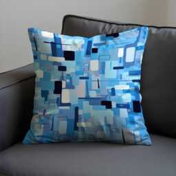 Blue Abstract Geometric Throw Pillow Cover, Modern Pattern Cushion Case For Sofa Or Bed, Cool Artistic Accent Contemporary Home Decor - thumbnail 3