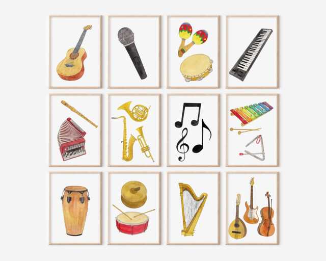 Watercolor Music Posters - Set Of 12 Classroom Or Nursery Prints, Printed Framed - image 1