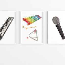 Watercolor Music Posters - Set Of 12 Classroom Or Nursery Prints, Printed Framed - thumbnail 3