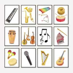 Watercolor Music Posters - Set Of 12 Classroom Or Nursery Prints, Printed Framed - thumbnail 2