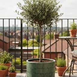 Green Xl Ceramic Plant Pot, Oran Indoor/Outdoor Planter, Multiple Sizes, - D21 - D37cm With Drainage Hole - thumbnail 2