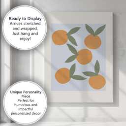 Minimalist Orange Fruit Leaf Scandinavian Kitchen Print Canvas Wall Art Decor Picture Ready To Hang - thumbnail 3