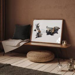 Britain & Bulgaria Map Black & Gold Travel Wall Art Print - United Kingdom UK - thumbnail 2