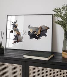 Britain & Bulgaria Map Black & Gold Travel Wall Art Print - United Kingdom UK - thumbnail 1