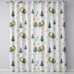 Watercolor Forest Trees Mushrooms Sun Moon Stars On Soft Lilac Seamless Pattern Readymade Eyelet Ring Top Thermal 100% Blackout Curtains - thumbnail 2