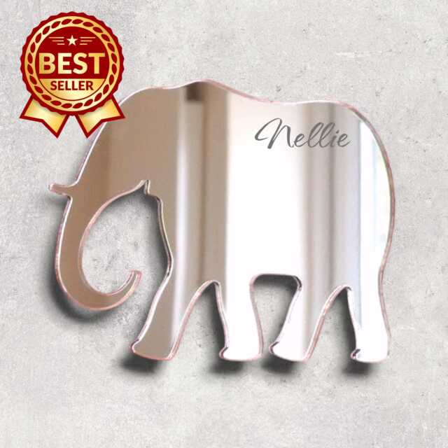 Elephant Acrylic Mirror Wall Art Personalized Engraved Decor - image 1