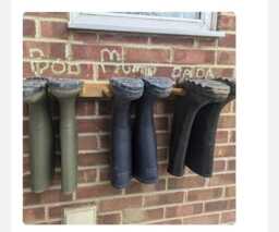 Oak Waxed Welly Rack, Wellington Wellies Wooden Rack Boot Holder Wall Mounted Shoe Storage Entryway Porch Organiser