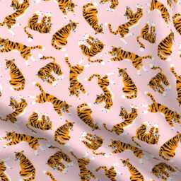 Whimsical Tiger Sheets - Tigers On Pink Large By Alenkakarabanova Safari Animal Exotic Cotton Sateen Sheet Set Bedding Spoonflower - thumbnail 4