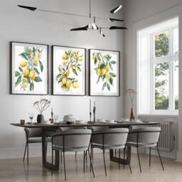 Set Of 3 Lemons Fruit Art Prints, Wall Art, Citrus Print, Home Decor, Kitchen Wall Art, Lemons Art, Living Room Art, Home Decor - thumbnail 1