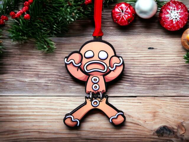 Injured Gingerbread Man Christmas Ornament Novelty Tree Decor - image 1