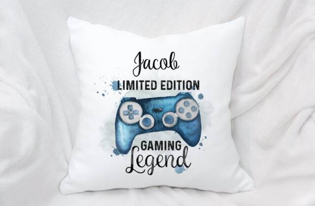 Personalised Gaming Legend Cushion, Ideal Gift For Gamer Enthusiasts, 3 Colour Options - image 1