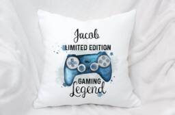 Personalised Gaming Legend Cushion, Ideal Gift For Gamer Enthusiasts, 3 Colour Options