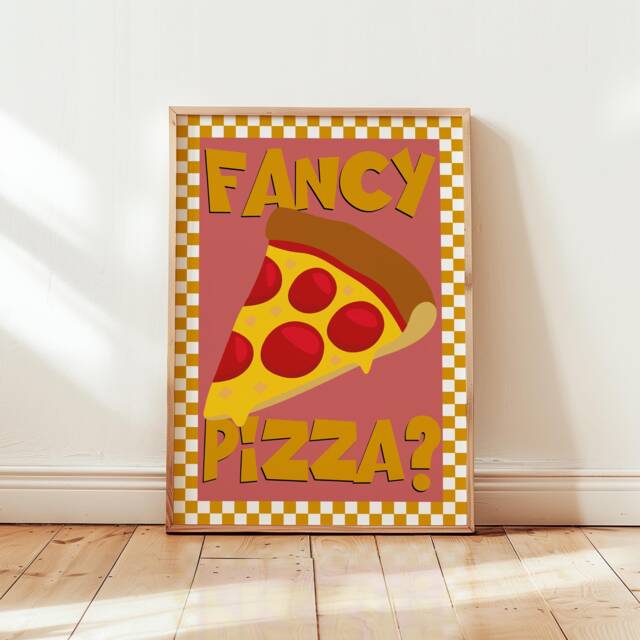 Pizza Print, Fancy Gift For Foodie, Lover Food Kitchen Wall Art, Pizzeria, Colourful Trendy Poster 2951 - image 1
