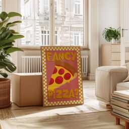 Pizza Print, Fancy Gift For Foodie, Lover Food Kitchen Wall Art, Pizzeria, Colourful Trendy Poster 2951 - thumbnail 2