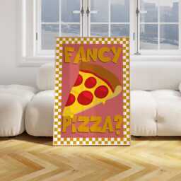 Pizza Print, Fancy Gift For Foodie, Lover Food Kitchen Wall Art, Pizzeria, Colourful Trendy Poster 2951 - thumbnail 3