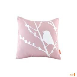Light Pink Pastel Bird On Cherry Blossom - Mini 10.5 Inches Square Pillow - thumbnail 1