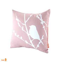 Light Pink Pastel Bird On Cherry Blossom - Mini 10.5 Inches Square Pillow - thumbnail 2