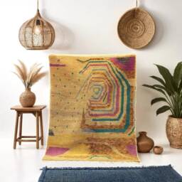 Custom Boujad Rug Authentic Berber Moroccan Wool Carpet - thumbnail 1