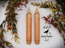 Set Of - 2 Two Grungy Cream 7 Inch Led Wax Dipped Taper Candles With Timer, Battery Operated Candles, Rustic Country Primitive Home Decor - thumbnail 1