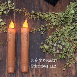 Set Of - 2 Two Grungy Cream 7 Inch Led Wax Dipped Taper Candles With Timer, Battery Operated Candles, Rustic Country Primitive Home Decor - thumbnail 2