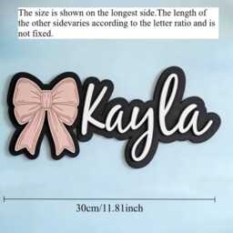Personalised Bow Wooden Name Sign - Baby Nursery Wall Plaque Custom & Date Decor Girl Room Housewar - thumbnail 4