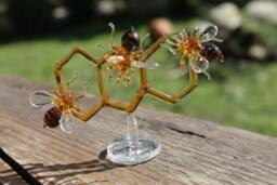 Glass Honeycomb & Bee Collectible Figurine Blown Honeybee Honeybee Honey Comb