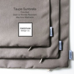 Taupe Sunbrella?? Outdoor Pillow Cover With Charcoal Grey Color Block, Modern Gray Throw Pillows, Masculine Cushion For Patio/Pool Loungers - thumbnail 2