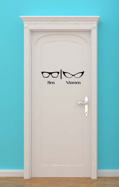 Bathroom Door Sign, Restroom Wall Decal, Optometry Decor, Optometrist Art, Eye Doctor Design, Glasses Vinyl Sticker, Eyeglasses - image 1