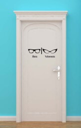 Bathroom Door Sign, Restroom Wall Decal, Optometry Decor, Optometrist Art, Eye Doctor Design, Glasses Vinyl Sticker, Eyeglasses - thumbnail 1