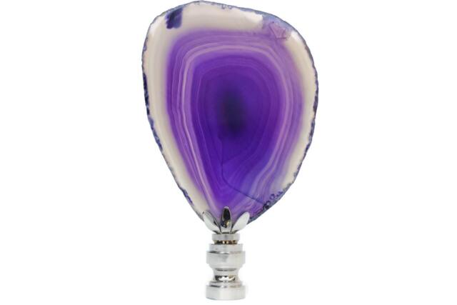 Agate Slice Lamp Finial in Royal Purple On Shiny Chrome Hardware - image 1