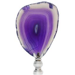 Agate Slice Lamp Finial in Royal Purple On Shiny Chrome Hardware - thumbnail 2
