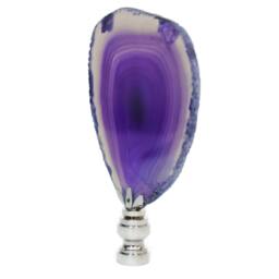 Agate Slice Lamp Finial in Royal Purple On Shiny Chrome Hardware - thumbnail 3