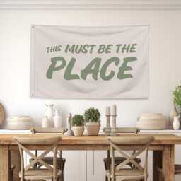 This Must Be The Place Banner, Aesthetic Wall Flag, Cozy Home Decor, Minimalist Room Sign, Boho Apartment Housewarming Gift, Entryway - thumbnail 3