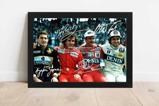 Ayrton Senna, Mansell, Piquet, Prost Signed - Printed Autograph Print Photo Framed Option Available Motorsport F1 Motor Sport Formula 1 One - image 1