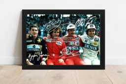 Ayrton Senna, Mansell, Piquet, Prost Signed - Printed Autograph Print Photo Framed Option Available Motorsport F1 Motor Sport Formula 1 One - thumbnail 1