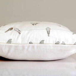 Birds On A Wire Pillow Cover, White Cotton Linen Throw - thumbnail 3